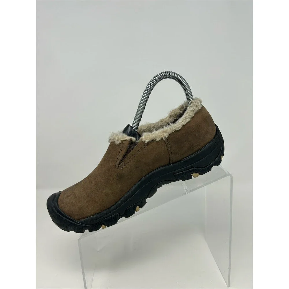 KEEN Bailey Slip-On Shoes Womens Brown Waterproof Faux Fur Lined Outdoor Size 7